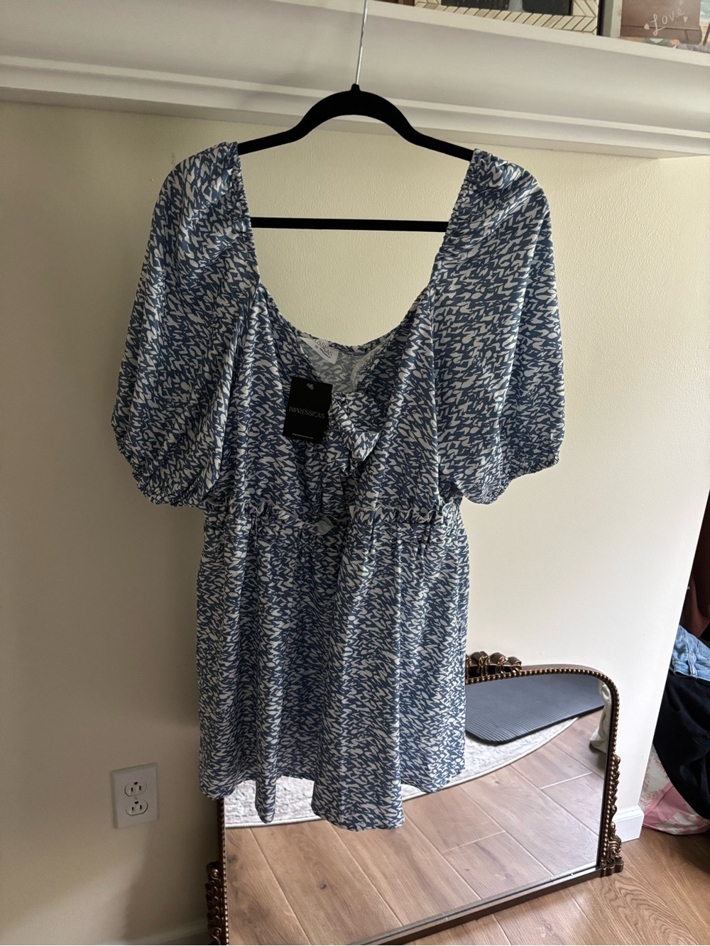 Blue Printed Short-Sleeve Womens Romper by Unknown Brand